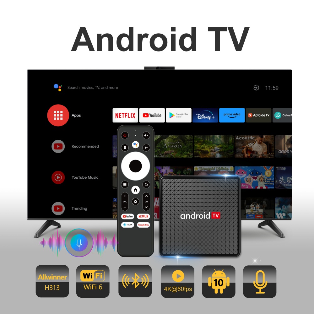 Netflix Home Cinema - Boîtier TV Wudung X5 AndroidTV Allwinner