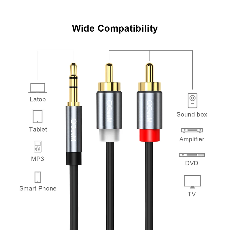 Câble RCA QGeeM 2RCA vers 3.5m - Home Cinema Sound System avis et prix