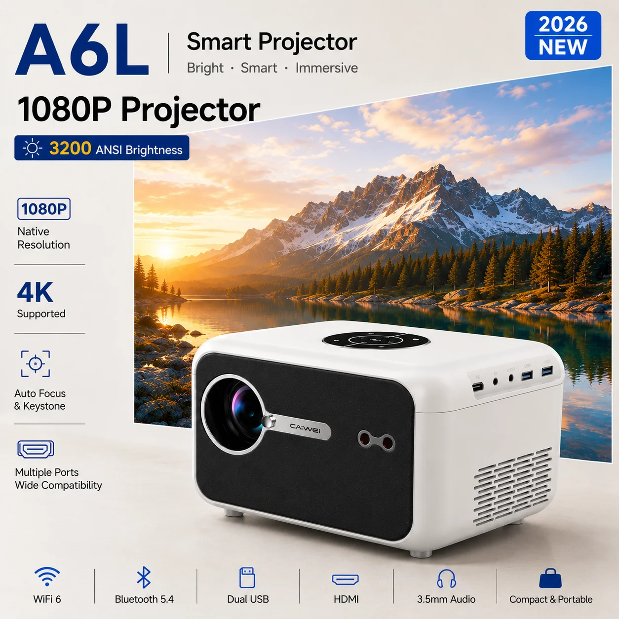 Projecteur intelligent A6L 320 - Netflix Home Cinema avis et prix